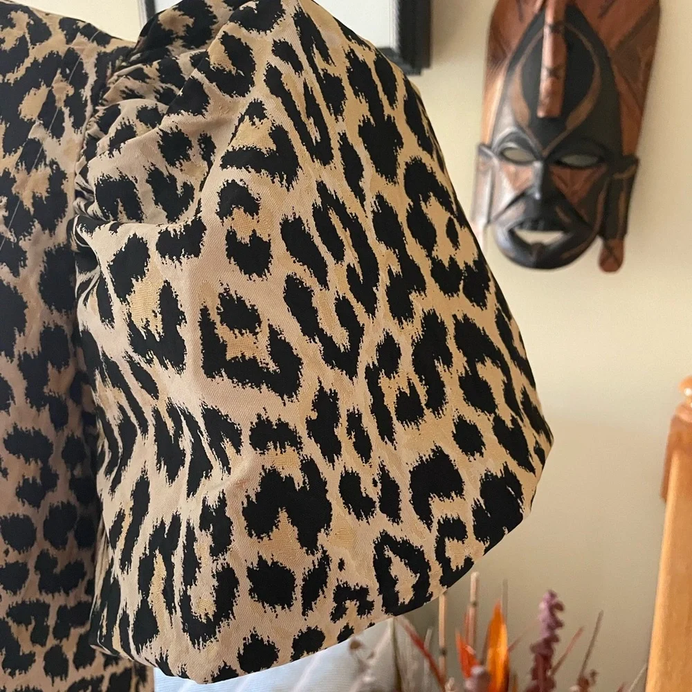 Dance & Marvel Leopard Print V Neck Dress with Puff Sleeves - Picture 5 of 14